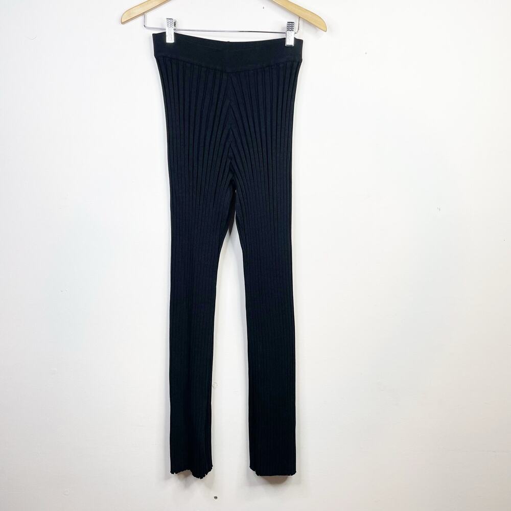 Dissh Lou Wide Leg Pants Ribbed Knit High Waist Classic Minimalist womens M